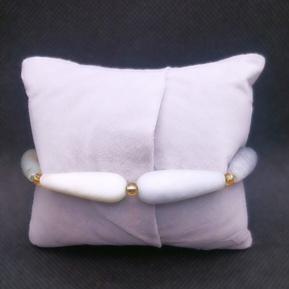 Artisan Tear Drop Agate Bracelet Natural Gemstone Stretch Beaded Unisex NEW - Picture 4 of 12